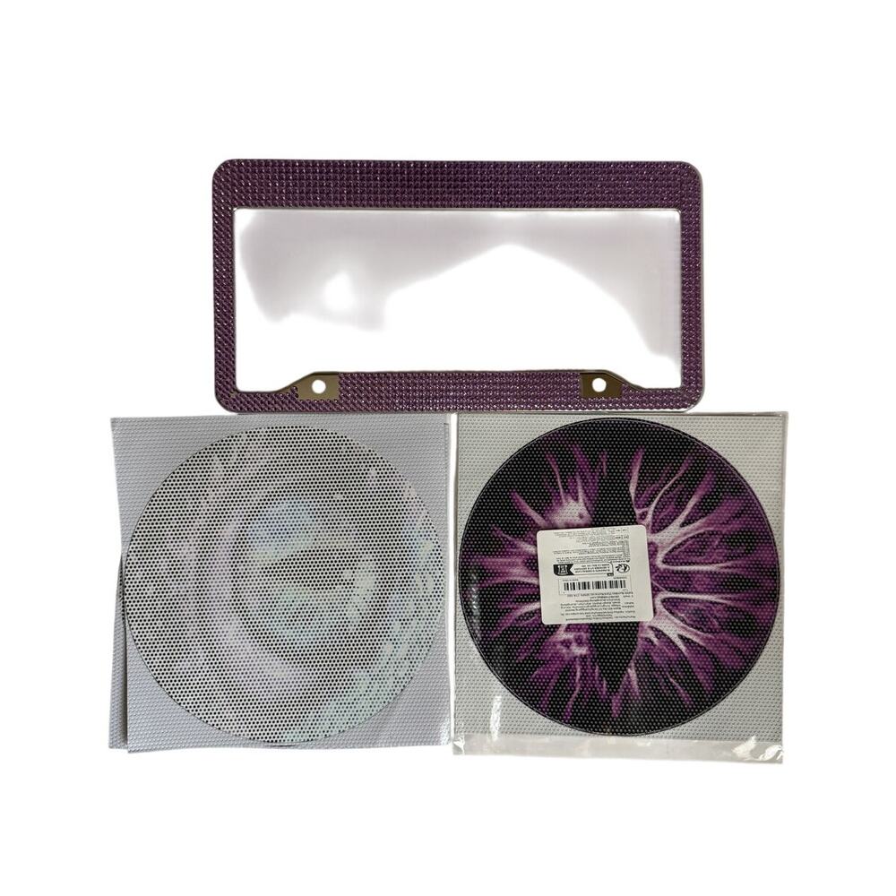 NWT Purple Rhinestone License Plate and 4 Sets of Headlight Dragon Eyes